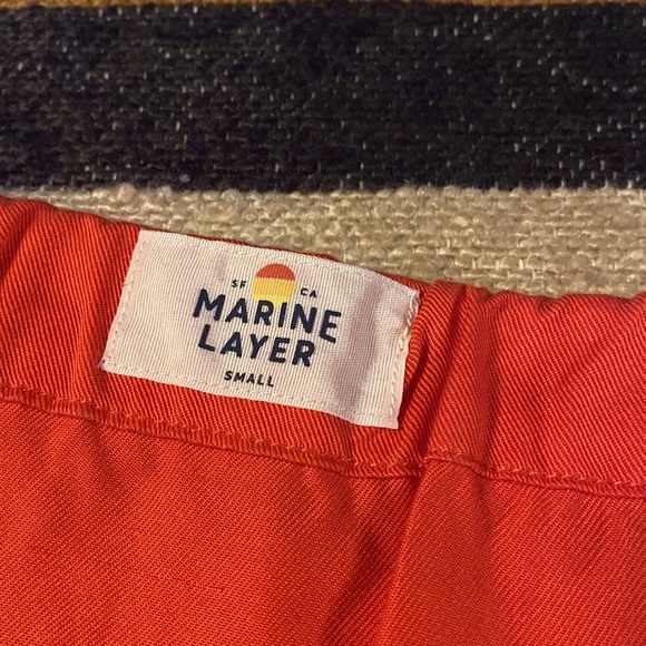 Marine Layer Orange Midi Poppy Skirt Tencel Button Faux Wrap Small - Picture 3 of 5